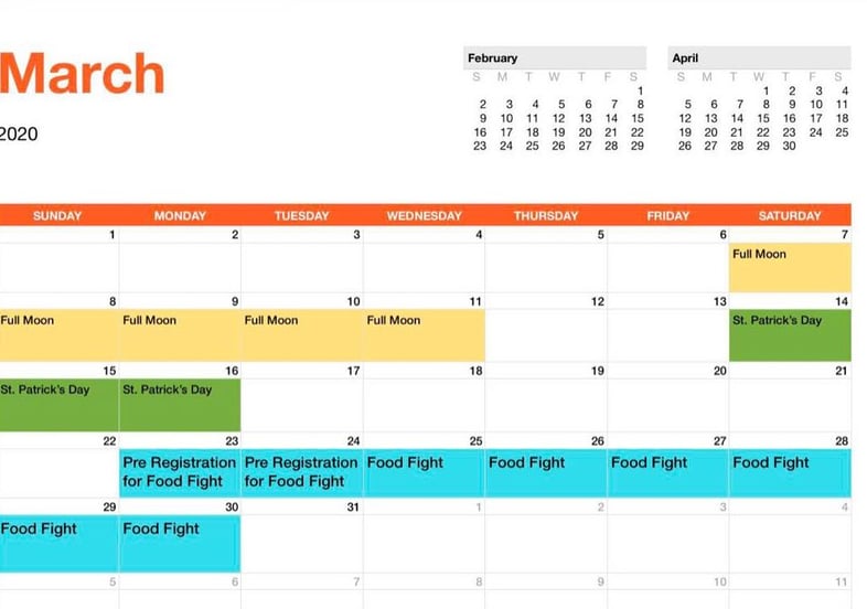 EK Event Schedule_March_2020